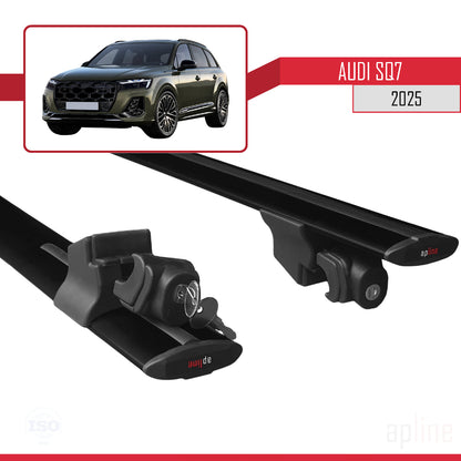 Compatible with Audi SQ7 2024-2025 HOOK Model Car Roof Rack Cross Bar Black Aluminium 2 Bars