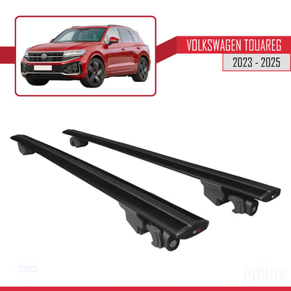 Compatible with VW Touareg 2023-2024 HOOK Model Car Roof Rack Cross Bar Black Aluminium 2 Bars
