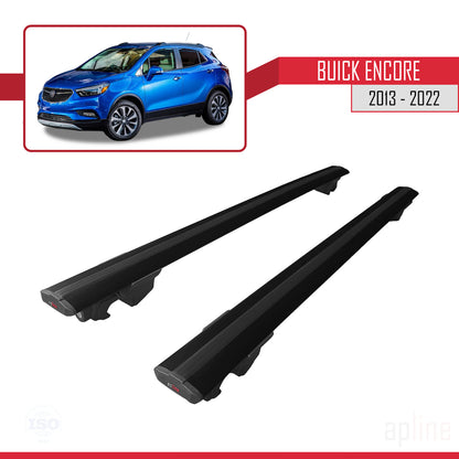 Compatible with Buick Encore 2013-2022  HOOK Model Car Roof Rack Cross Bar Black Aluminium 2 Bars