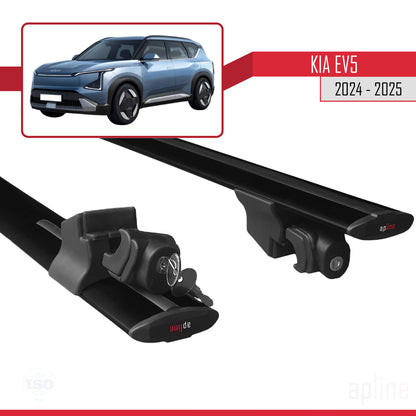Compatible withKia EV5 2024-2025 HOOK Model Car Roof Rack Cross Bar Black Aluminium 2 Bars