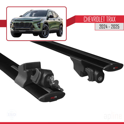 Compatible with Chevrolet Trax 2024-2025 HOOK Model Car Roof Rack Cross Bar Black Aluminium 2 Bars