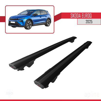 Compatible with Skoda Elroq 2025 HOOK Model Car Roof Rack Cross Bar Black Aluminium 2 Bars