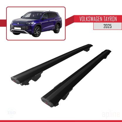 Compatible with Volkswagen Tayron 2025 HOOK Model Car Roof Rack Cross Bar Black Aluminium 2 Bars
