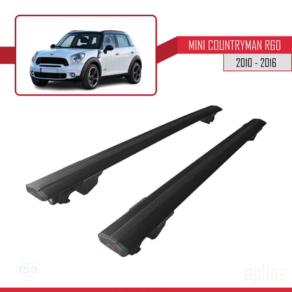 Compatible with Mini Countryman (R60) 2010-2016 HOOK Model Car Roof Rack Cross Bar Black Aluminium 2 Bars
