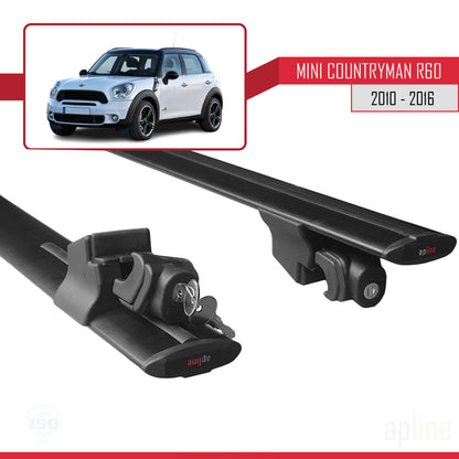 Compatible with Mini Countryman (R60) 2010-2016 HOOK Model Car Roof Rack Cross Bar Black Aluminium 2 Bars