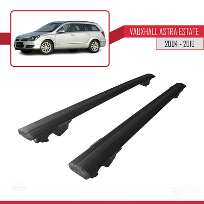 Compatible with Vauxhall Astra H (A04) SW 2004-2010 HOOK Model Car Roof Rack Cross Bar Black Aluminium 2 Bars
