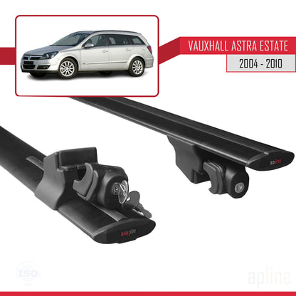 Compatible with Vauxhall Astra H (A04) SW 2004-2010 HOOK Model Car Roof Rack Cross Bar Black Aluminium 2 Bars