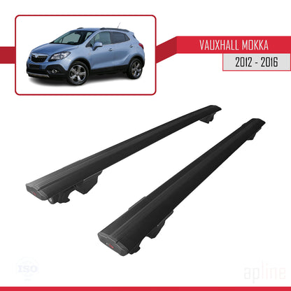 Compatible with Vauxhall Mokka A (J13) 2012-2016 HOOK Model Car Roof Rack Cross Bar Black Aluminium 2 Bars