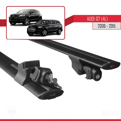 Compatible with Audi Q7 (4L) 2006-2015 HOOK Model Car Roof Rack Cross Bar Black Aluminium 2 Bars