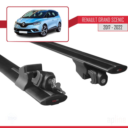 Compatible with Renault Grand Scenic 4 2017-2022 HOOK Model Car Roof Rack Cross Bar Black Aluminium 2 Bars