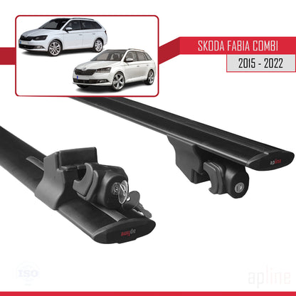 Compatible with Skoda Fabia 3 (NJ) SW 2015-2022 HOOK Model Car Roof Rack Cross Bar Black Aluminium 2 Bars