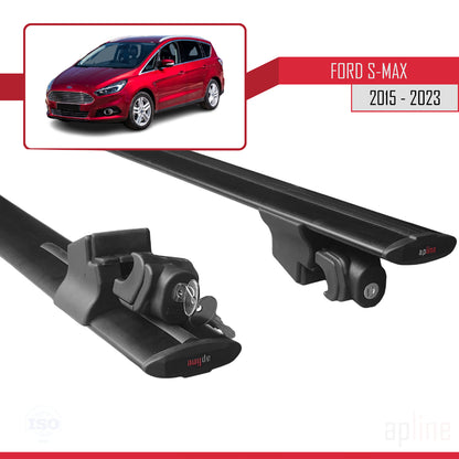Compatible with Ford S-Max 2 (CD539) 2015-2023 HOOK Model Car Roof Rack Cross Bar Black Aluminium 2 Bars