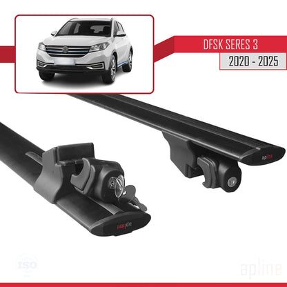 Compatible with DFSK Seres 3 2021-2025 HOOK Model Car Roof Rack Cross Bar Black Aluminium 2 Bars
