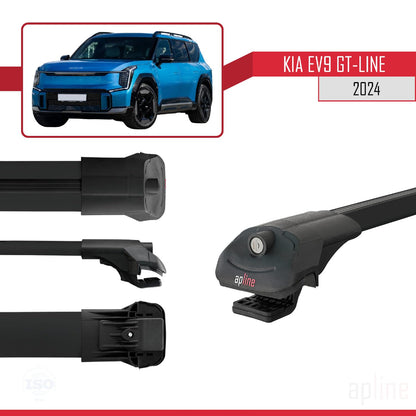 Compatible with KIA EV9 GT-LINE 2024-2025 ACE-1 Car Roof Rack Cross Bar Black Aluminium 4 Bars