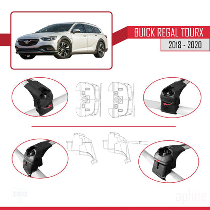 Compatible with Buick Regal TourX 2018-2020 ACE-2 Car Roof Rack Cross Bar Grey Aluminium 2 Bars