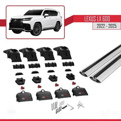 Compatible with Lexus LX 600 2022-2025 ACE-2 Car Roof Rack Cross Bar Grey Aluminium 2 Bars