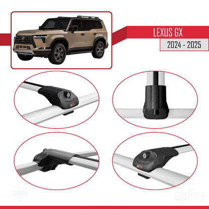 Compatible with Lexus GX 2024-2025 ACE-1 Car Roof Rack Cross Bar Grey Aluminium 3 Bars