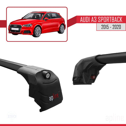 Compatible with Audi A3 Sportback 2015-2020 ACE-2 Car Roof Rack Cross Bar Black Aluminium 2 Bars