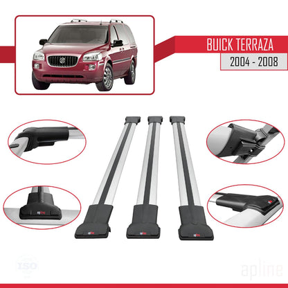 Compatible with Buick Terraza CXL 2004-2008 Fly Model Car Roof Rack Cross Bar Grey Aluminium 3 Bars