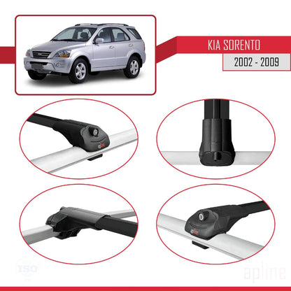 Compatible with Kia Sorento (BL) 2002-2009 ACE-1 Car Roof Rack Cross Bar Black Aluminium 2 Bars