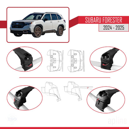 Compatible with Subaru Forester 2024-2025 ACE-2 Car Roof Rack Cross Bar Black Aluminium 2 Bars