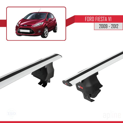 Compatible with Ford Fiesta 6 Pre-Facelift 2009-2012 ACE-4 Car Roof Rack Cross Bar Grey Aluminium 2 Bars