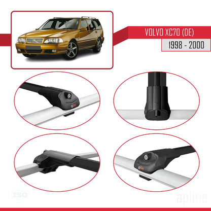 Compatible with Volvo XC70 1998-2000 ACE-1 Car Roof Rack Cross Bar Black Aluminium 2 Bars