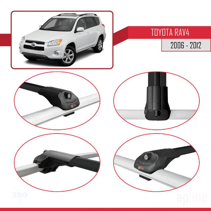 Compatible with Toyota RAV4 III (XA30) 2006-2012 ACE-1 Car Roof Rack Cross Bar Black Aluminium 3 Bars