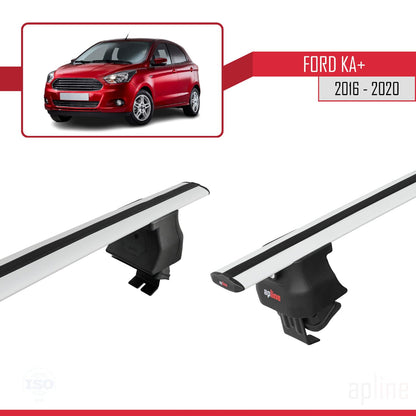 Compatible with Ford Ka+ 2016-2020 ACE-4 Car Roof Rack Cross Bar Grey Aluminium 2 Bars