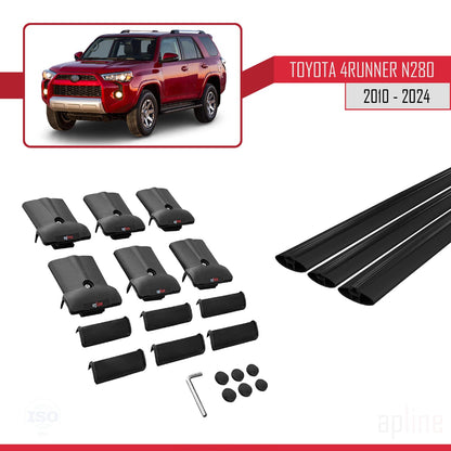 Compatible with Toyota 4Runner (N280) 2010-2024 Fly Model Car Roof Rack Cross Bar Black Aluminium 3 Bars