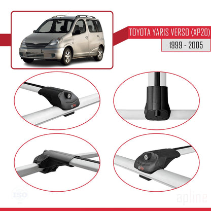 Compatible with Toyota Yaris Verso (XP20) 1999-2005 ACE-1 Car Roof Rack Cross Bar Grey Aluminium 2 Bars