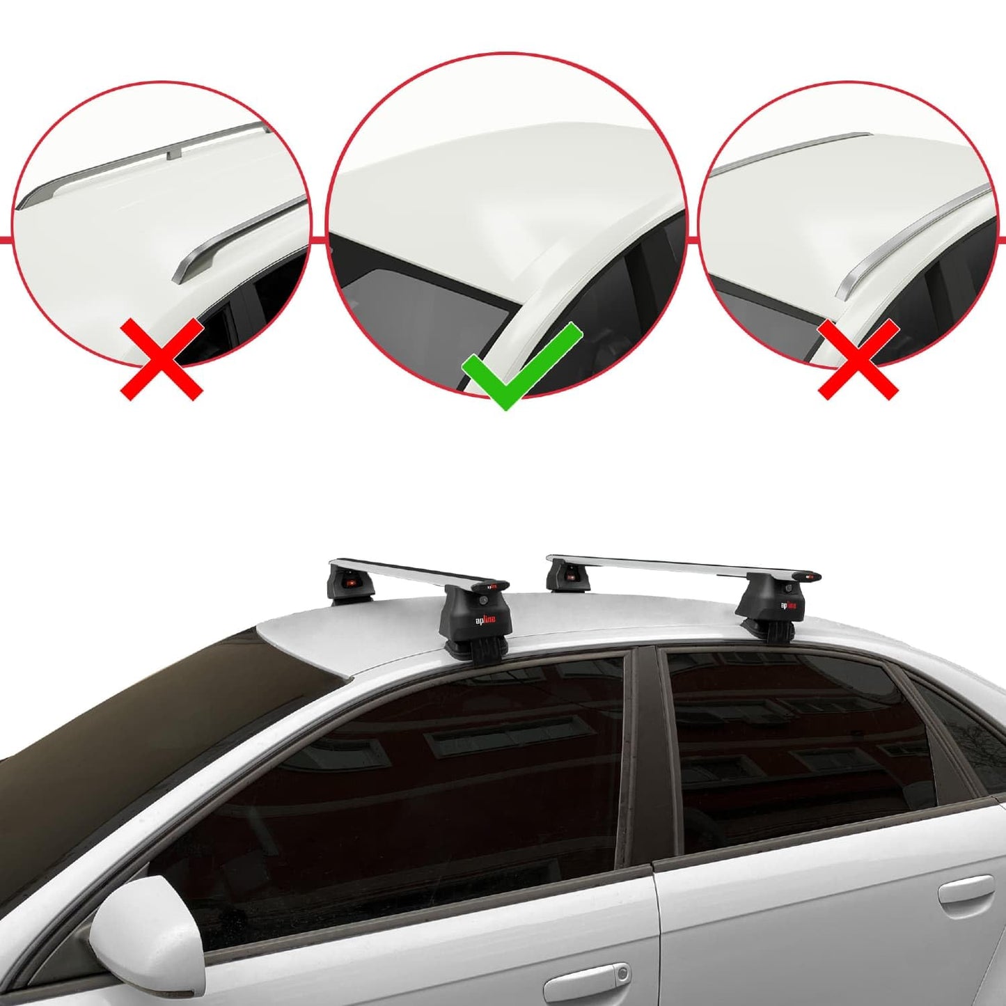 Compatible with Audi A4 (B6) 2001-2004 ACE-4 Car Roof Rack Cross Bar Grey Aluminium 2 Bars