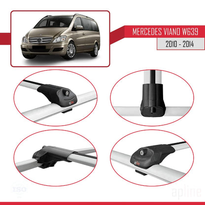 Compatible with Mercedes Viano 2 (W639) Post-Facelift 2010-2014 ACE-1 Car Roof Rack Cross Bar Grey Aluminium 2 Bars