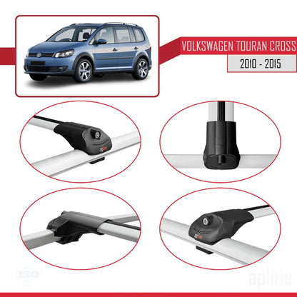 Compatible with Volkswagen Touran (1T) Post-Facelift 2010-2015 ACE-1 Car Roof Rack Cross Bar Grey Aluminium 3 Bars