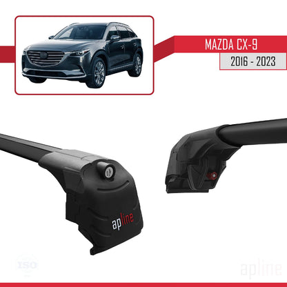 Compatible with Mazda CX-9 2016-2023 ACE-2 Car Roof Rack Cross Bar Black Aluminium 2 Bars