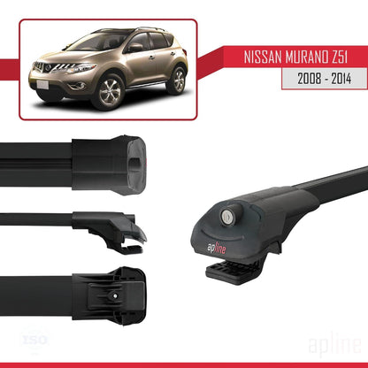 Compatible with Nissan Murano 2 (Z51) 2008-2014 ACE-1 Car Roof Rack Cross Bar Black Aluminium 2 Bars
