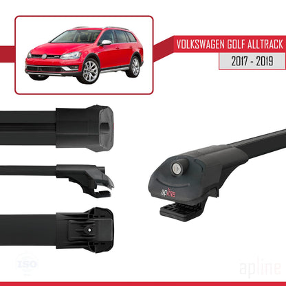 Compatible with VW Golf Alltrack Mk7 2017-2019 ACE-1 Car Roof Rack Cross Bar Black Aluminium 2 Bars