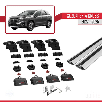 Compatible with Suzuki SX4 S-Cross 4 (JY) 2022-2025 ACE-2 Car Roof Rack Cross Bar Grey Aluminium 2 Bars