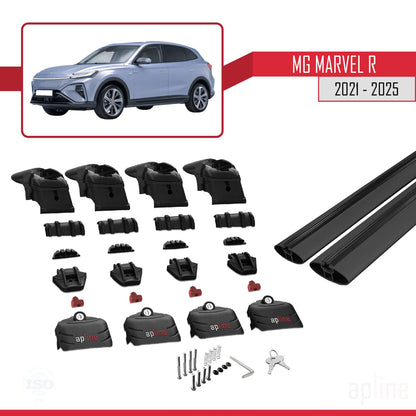 Compatible with MG Marvel R 2021-2025 ACE-2 Car Roof Rack Cross Bar Black Aluminium 2 Bars