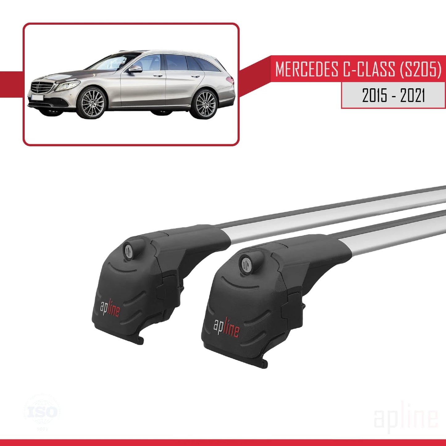 Compatible with Audi A6 (C6) Avant 2005-2011 ACE-2 Car Roof Rack Cross Bar Grey Aluminium 2 Bars