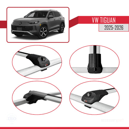 Compatible with VW Tiguan 2025-2026 ACE-1 Model Roof Rack Gray 2 Aluminium Bars