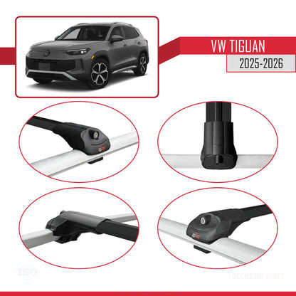 Compatible with VW Tiguan 2025-2026 ACE-1 Model Roof Rack Black 3 Aluminium Bars
