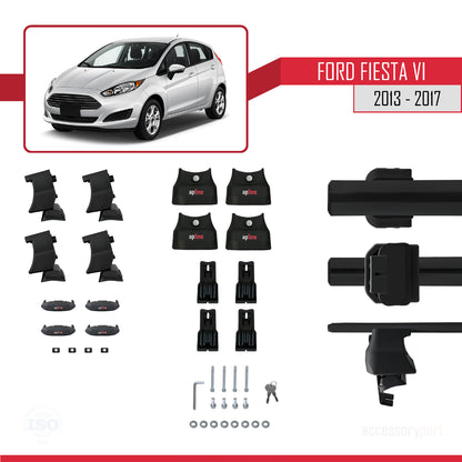 Compatible with Ford Fiesta VI 2013-2017 ACE-4 Model Roof Rack Black