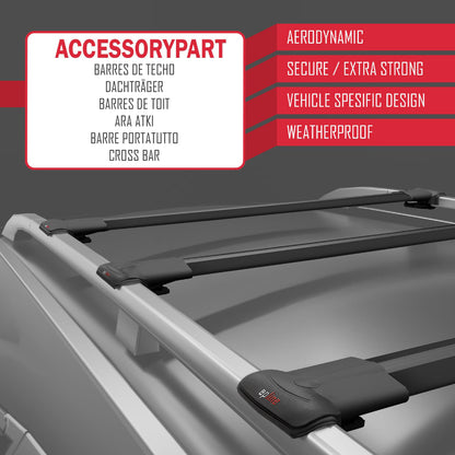 Compatible with Mercedes Vaneo (W414) 2001-2005 FLY Model Roof Rack Black 3 Aluminium Bars