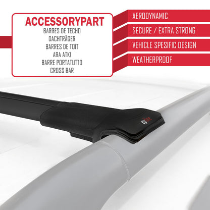 Compatible with Volkswagen Transporter (T5) 2003-2015 FLY Model Roof Rack Black 2 Aluminium Bars