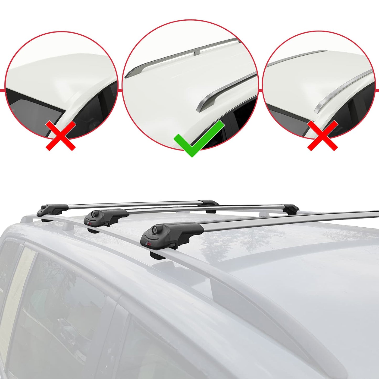 Compatible with Hyundai Tucson 2010-2015 ACE-1 Car Roof Rack Cross Bar Grey Aluminium 3 Bars