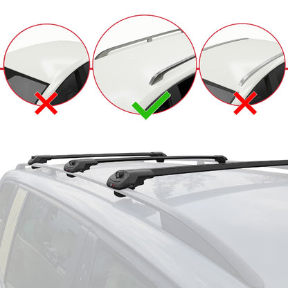 Compatible with Volkswagen T5 Caravelle 2003-2015 ACE-1 Car Roof Rack Cross Bar Black Aluminium 3 Bars