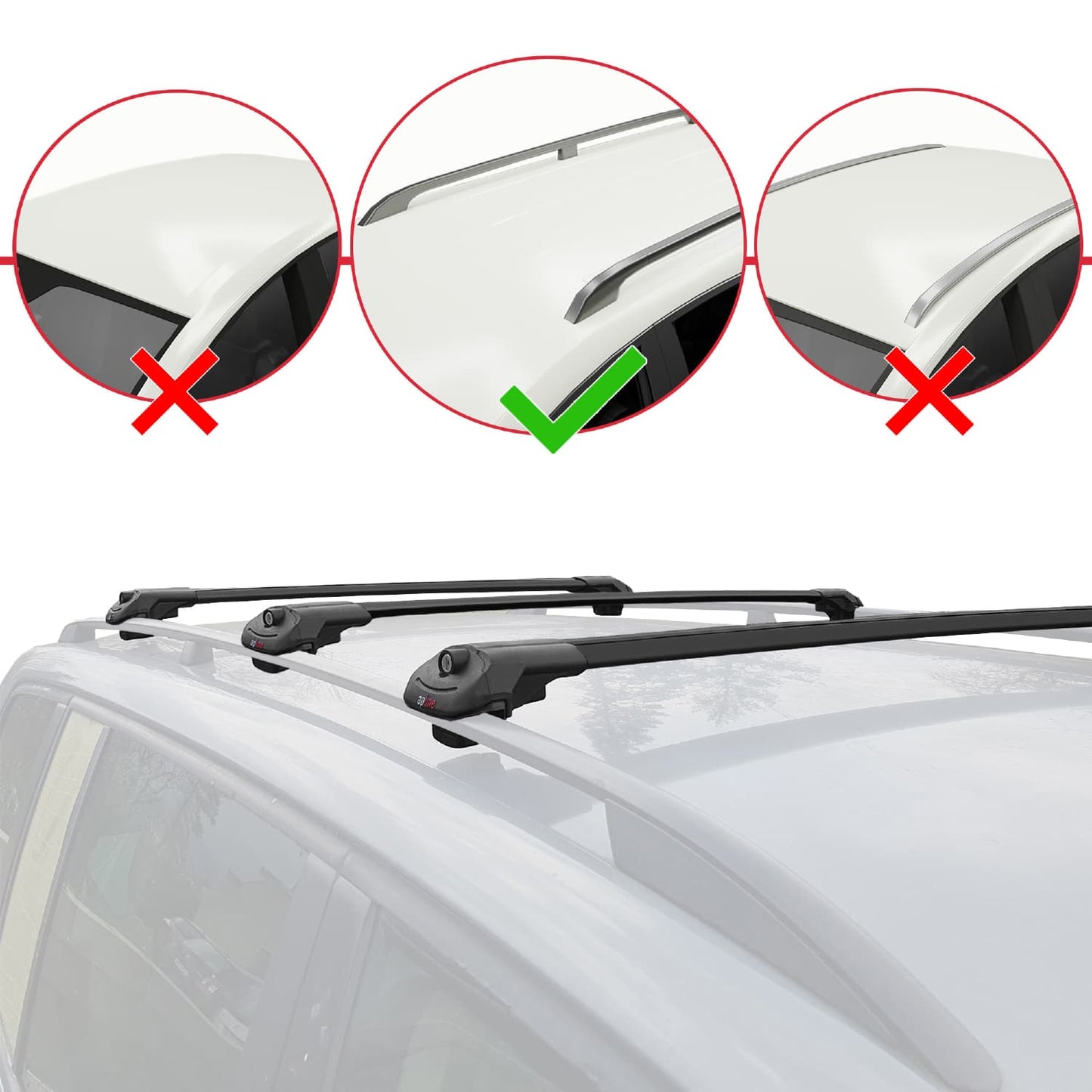 Compatible with VW Tiguan 2025-2026 ACE-1 Model Roof Rack Black 3 Aluminium Bars
