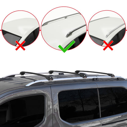 Compatible with Opel Combo E Life 2019-2022 ACE-1 Car Roof Rack Cross Bar Black Aluminium 3 Bars