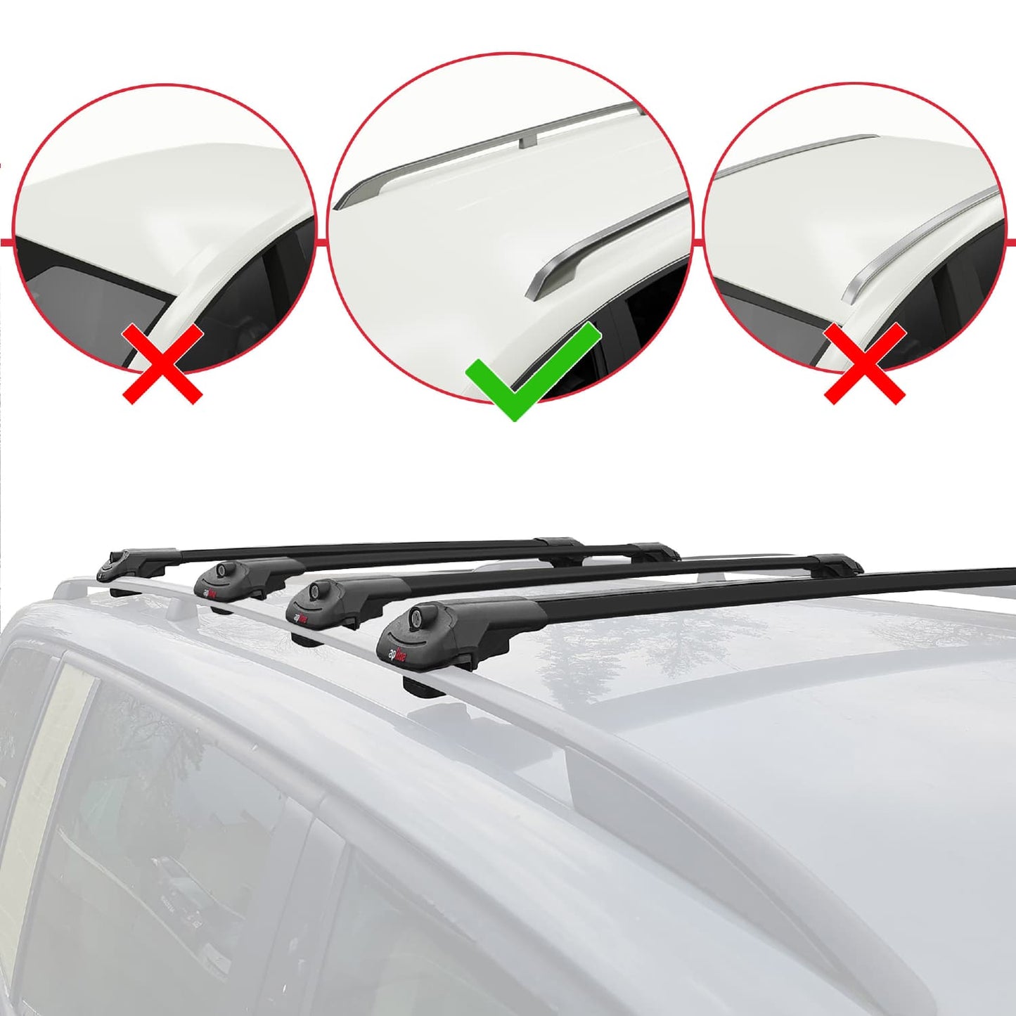 Compatible with Peugeot Partner 2 Tepee 2008-2018 ACE-1 Car Roof Rack Cross Bar Black Aluminium 4 Bars